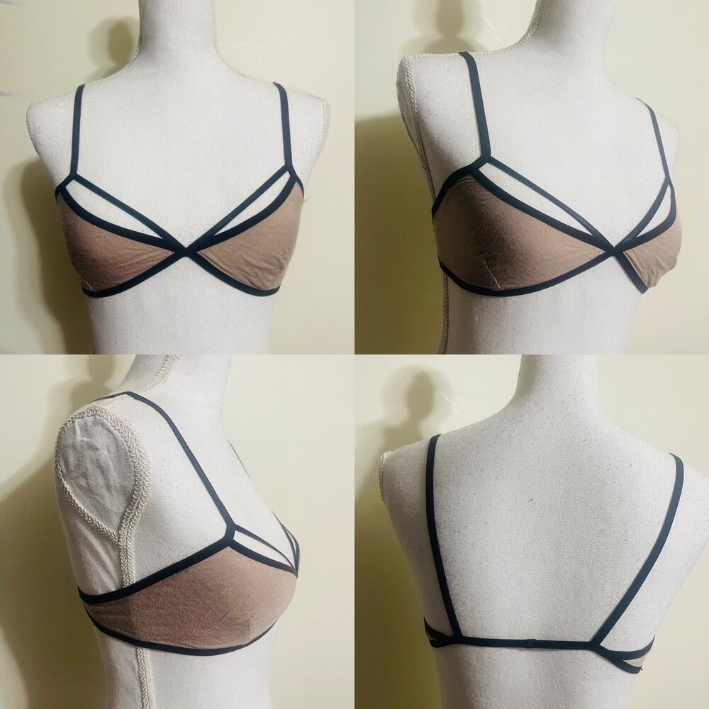 1 Anemone Sexy Strappy Bra Lingerie One Size Small To Large, NOT PADDED, Brown